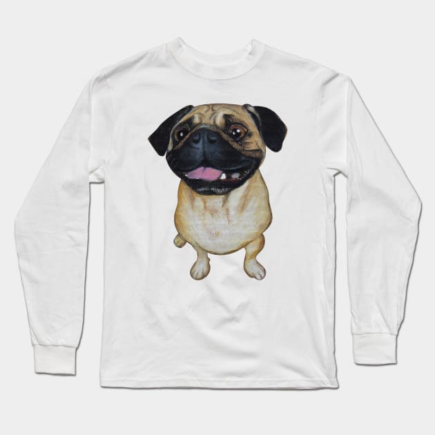 Pug Dog Long Sleeve T-Shirt by PaperTigress